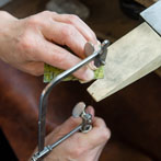 Josephine Gommersall at work in the YAS silversmiths starter studio at Persistence Works in Sheffield 2017